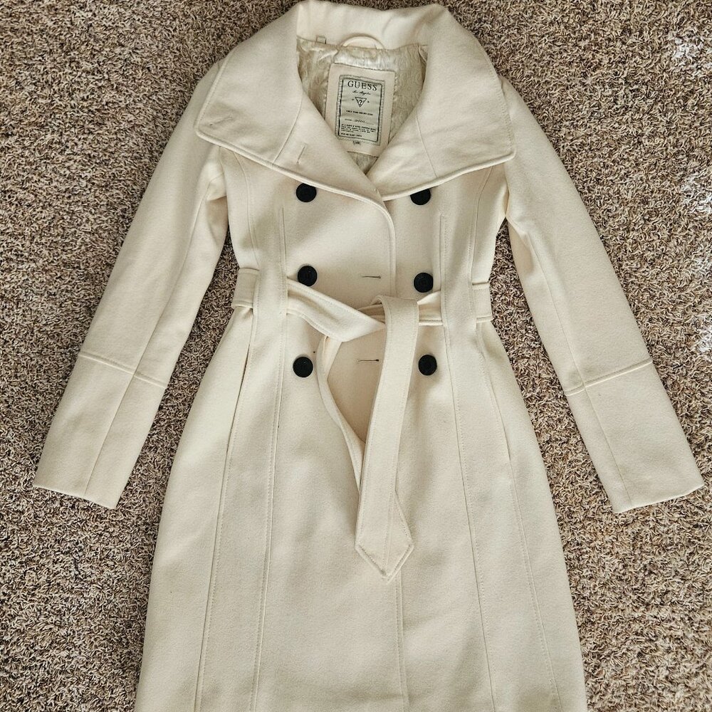 Guess Double Breasted Tie Coat